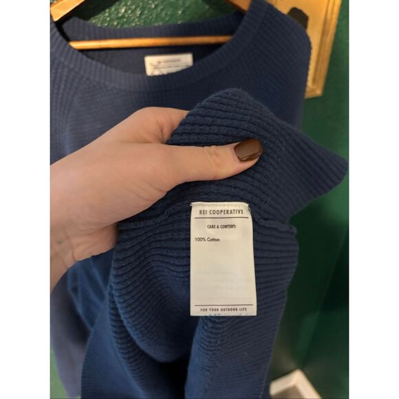 REI COOP MENS BLUE COTTON CABLE KNIT SWEATER SZ XL - Picture 3 of 3
